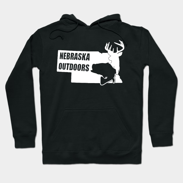 White Logo Hoodie by Nebraska Outdoors